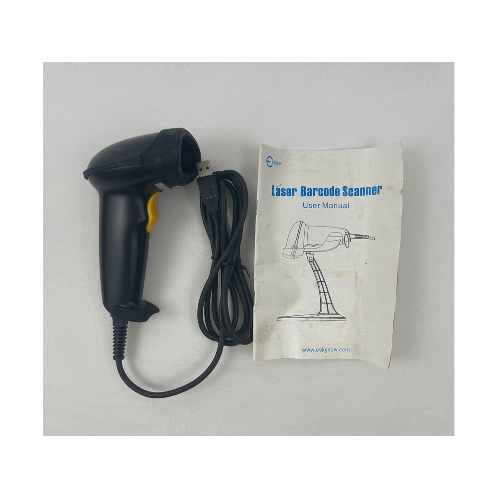 Esky USB Wired Laser Barcode Scanner Handheld Black with User Manual