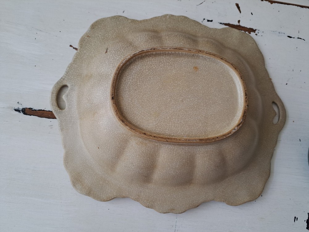 Vintage Crackele Ceramic Dish 14x12