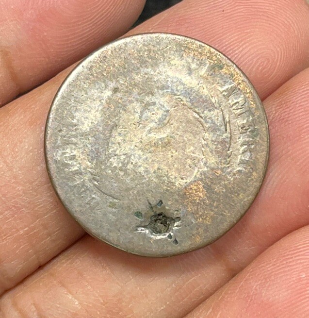 1866 US 2 Cents Coin Damaged Low Grade