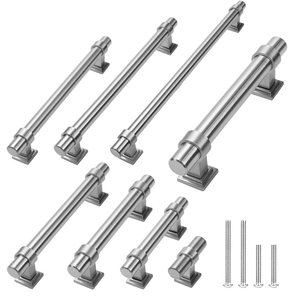 Brushed Nickel Modern Kitchen Cabinet Handles Pulls Hardware Stainless Steel