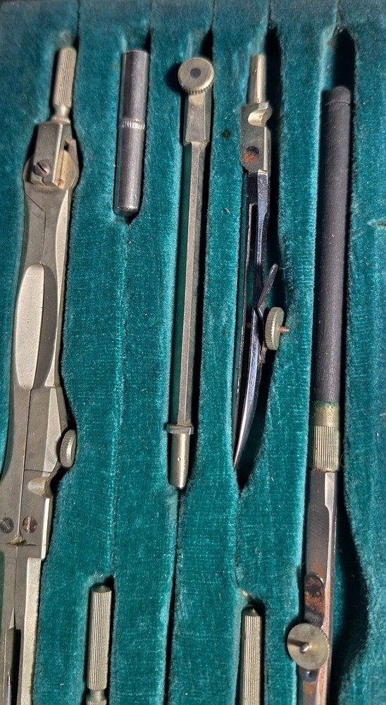 Vintage Fine German  7 Piece Drafting Set