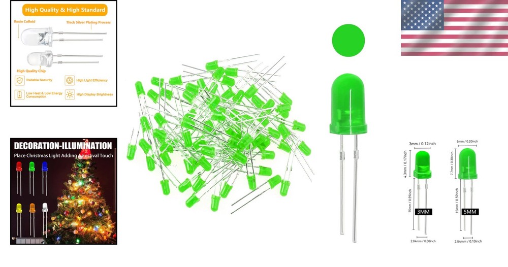 200-Piece 3mm LED Light Assortment - Essentials for Electronics & Crafts