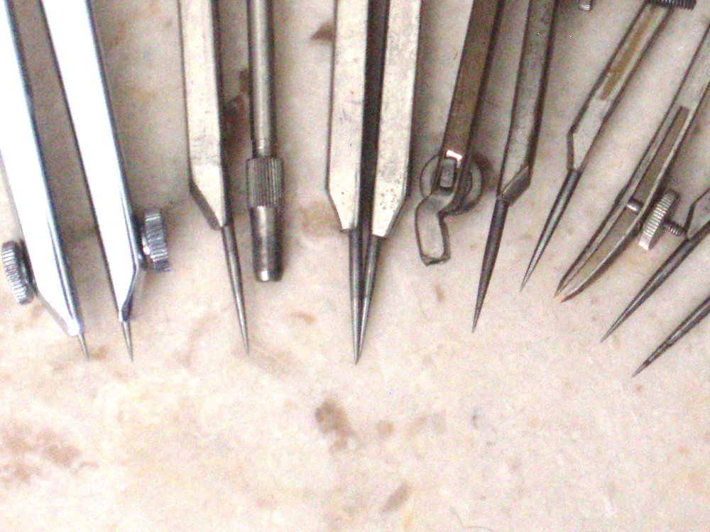 Vintage Compass Lot Drafting Engineering Tools Pickett, Ionic, Post, Germany