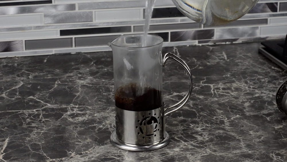 French Press Single Serving Coffee Maker, Small Affordable Silver