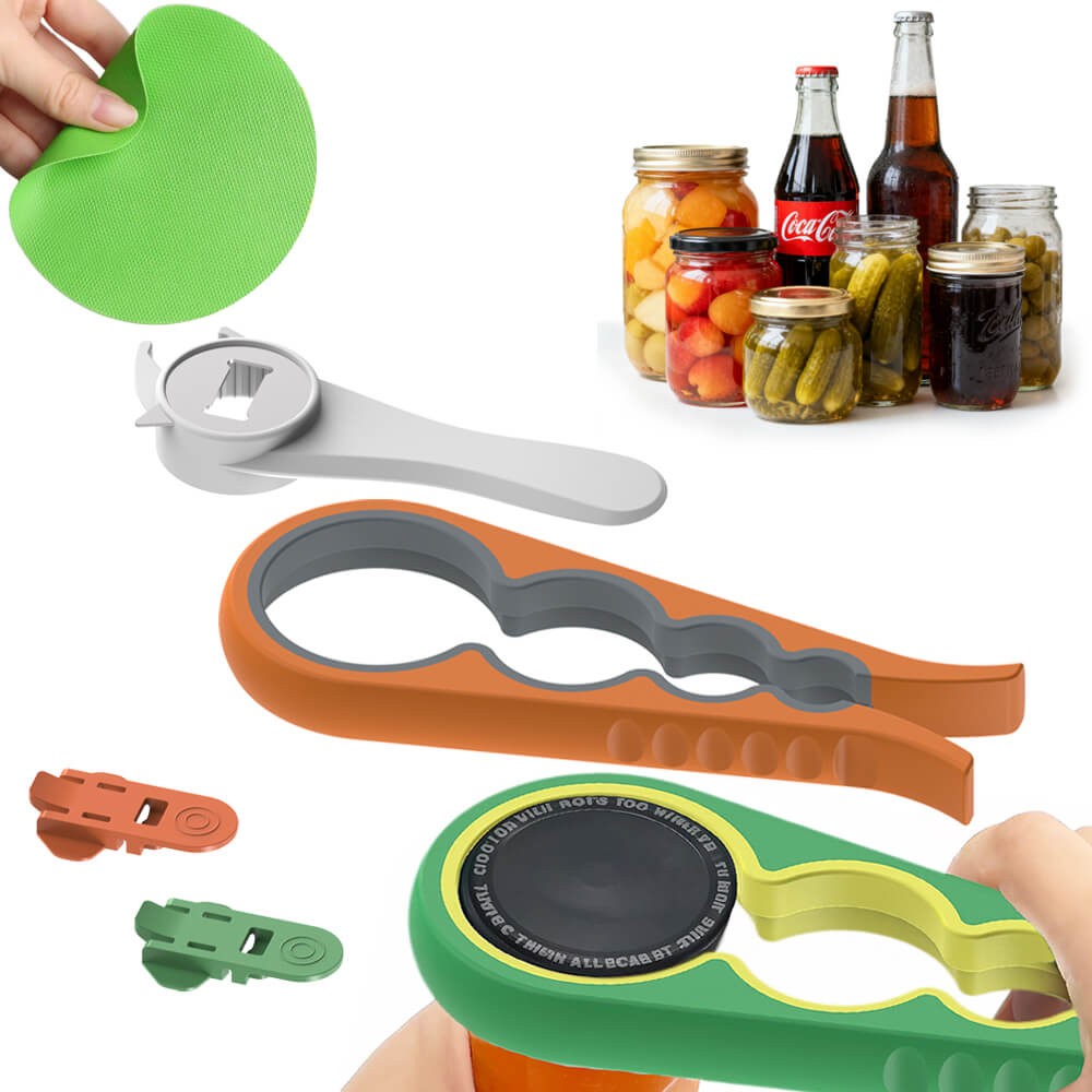 Jar Opener Tool 5 in 1 Multi Function Non Slip Can Bottle Opener for Weak Hands