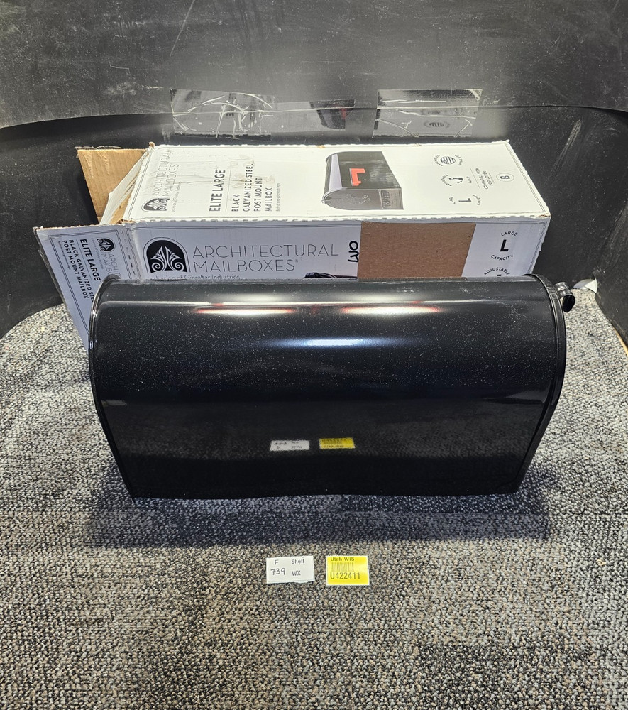 Architectural Mailboxes Elite Galvanized Steel, Large, Post-Mount Mailbox Black