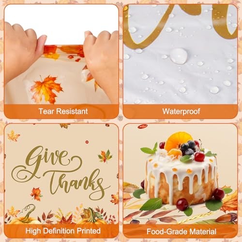 3 Pcs Thanksgiving Tablecloth Disposable - Fall Table cloth, Give Thanks