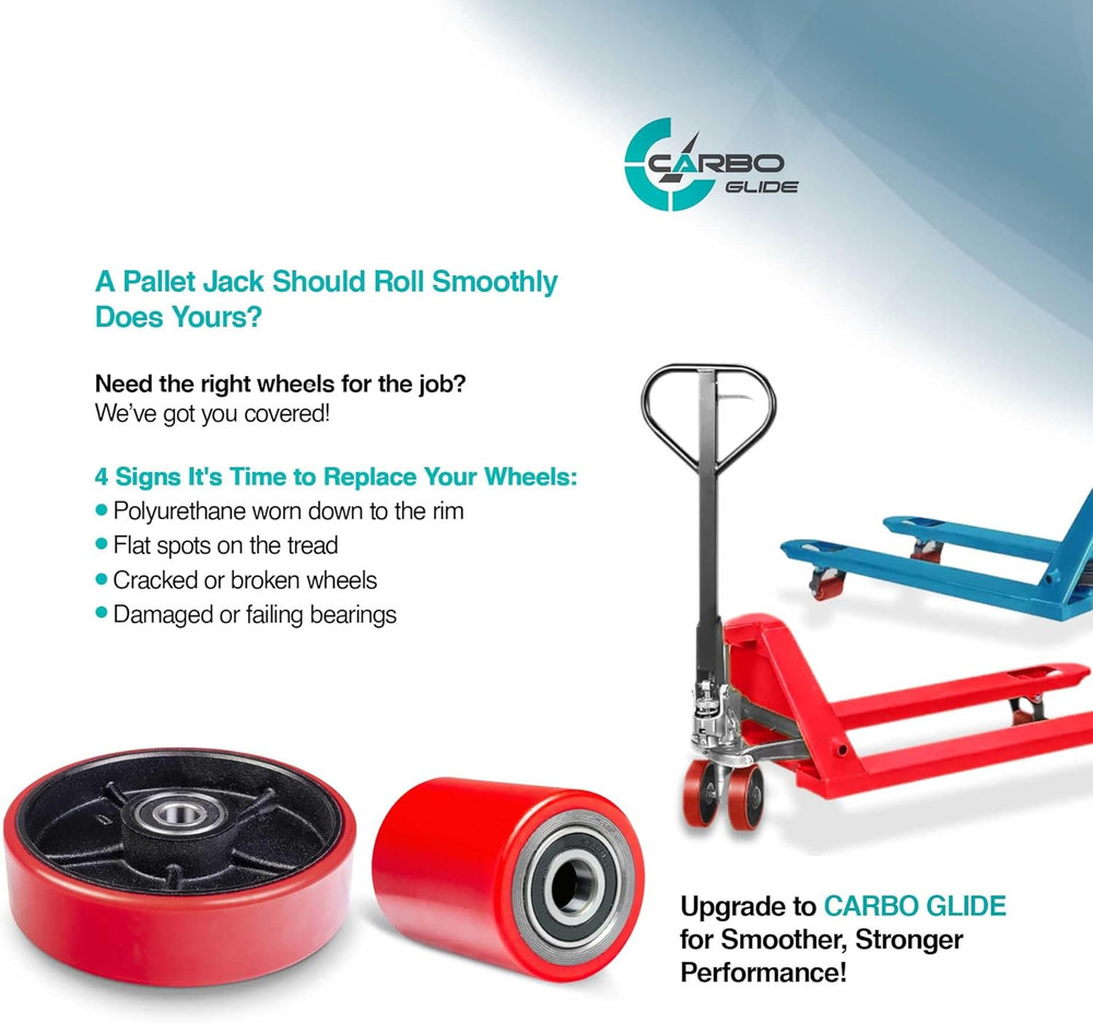 Complete Red Pallet Jack Set with Wheels, Rollers, and Protective Caps