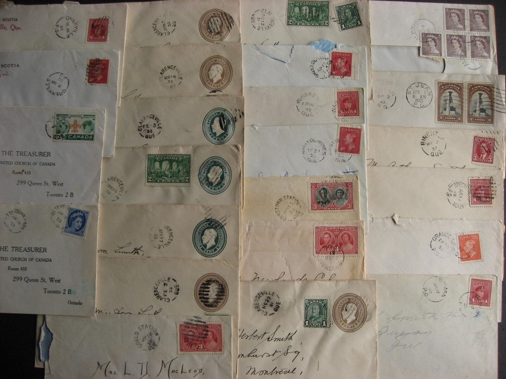 Canada 24 QC split ring cancels on cover 4 covers opened on 3 sides