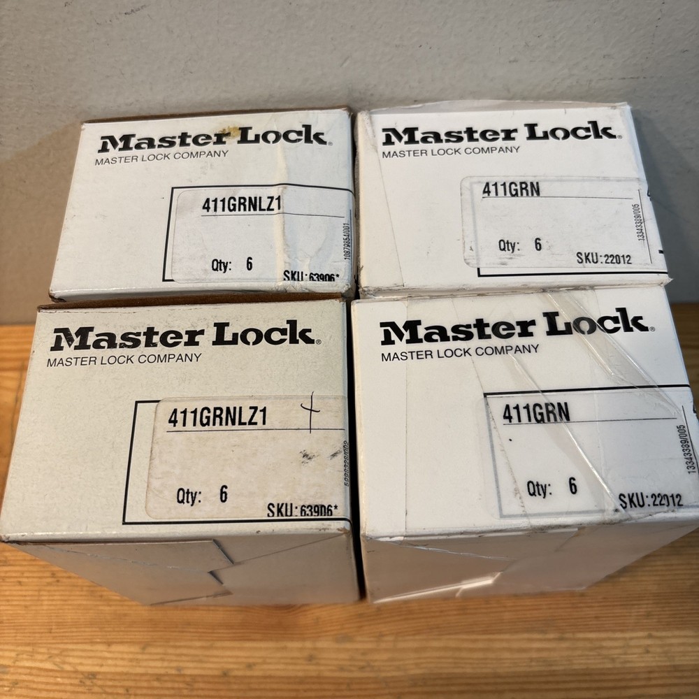 Master Lock 411 Green Six Pack Keyed Different Free Shipping
