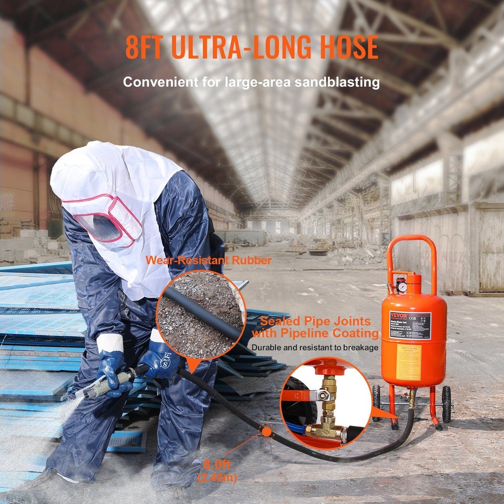 Efficient 5gal Sandblasting Unit 60-110PSI for Large Surface Work