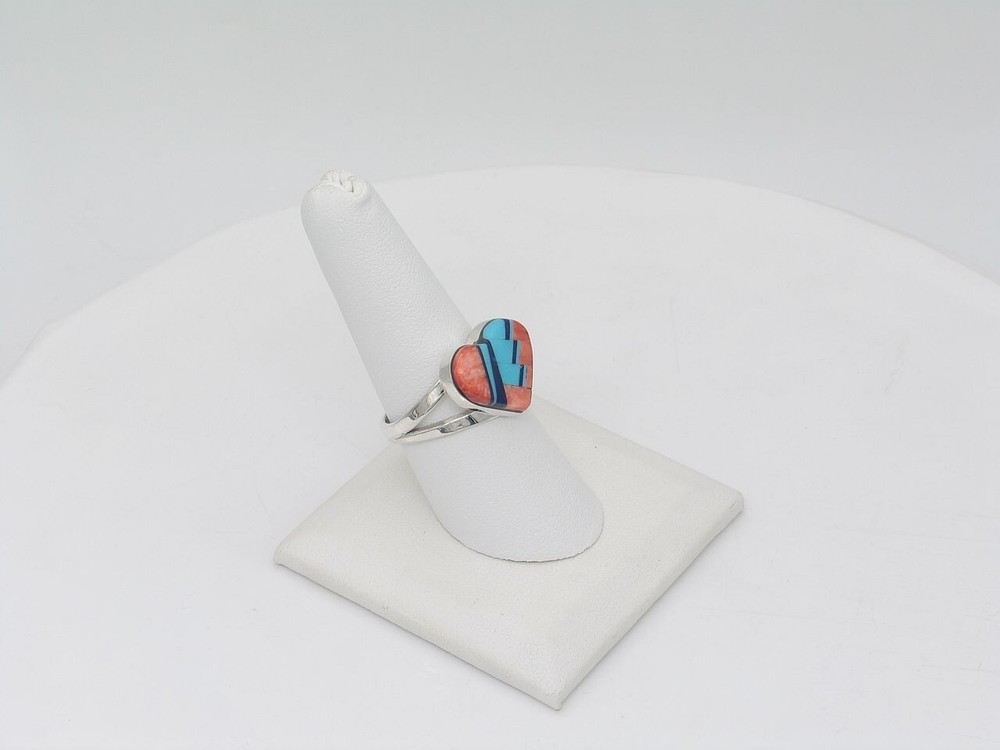 Native American Navajo Handmade Sterling Silver & Multi Stone Adjustable Ring