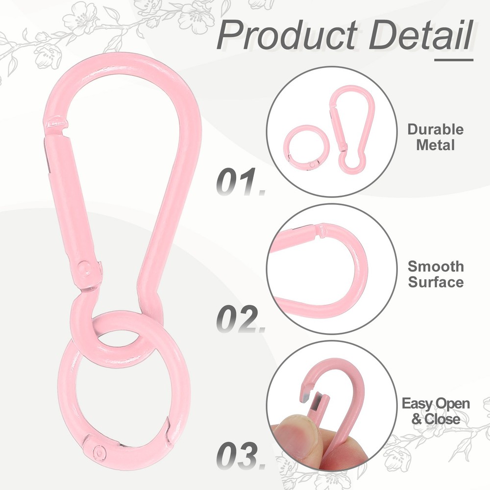 10Pcs Spring Snap Clip Candy Color Spring Snap Keychain Hook Pink