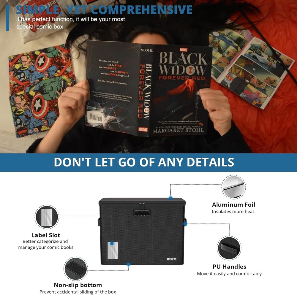 5200 Fireproof Book Storage for 150-175 Comics, Water 1-Pack-5200? Black
