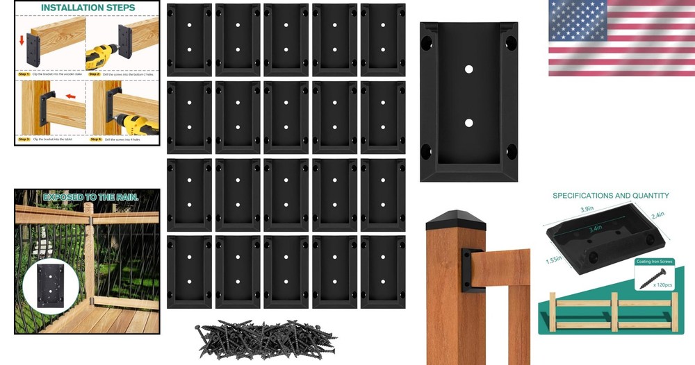Quick-Install 20 Nylon Deck Brackets with 120 Screws for Secure Railing Support