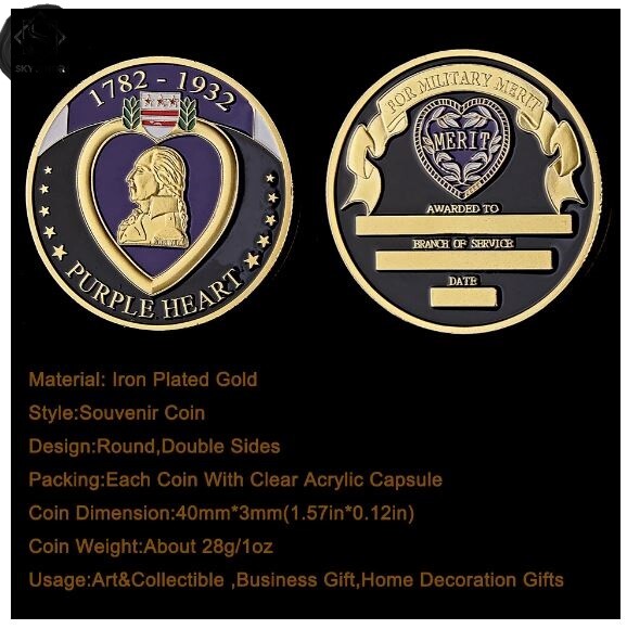 Purple Heart Challenge Coin with Case