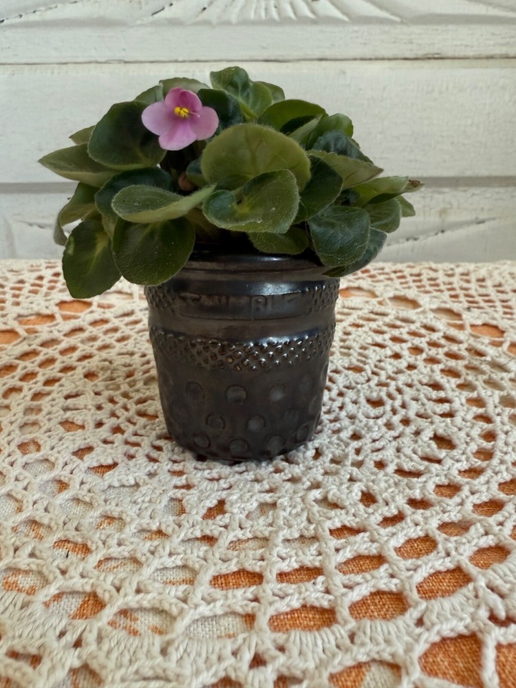 Vintage 70's Mini 3" Flower Pot Sewing Thimble Shape