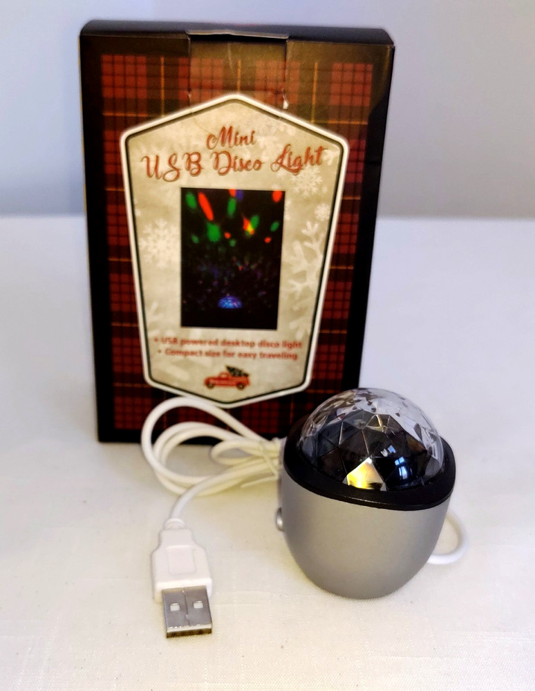 Mini Multi-color LED Disco Ball Light USB Cord Silver & White