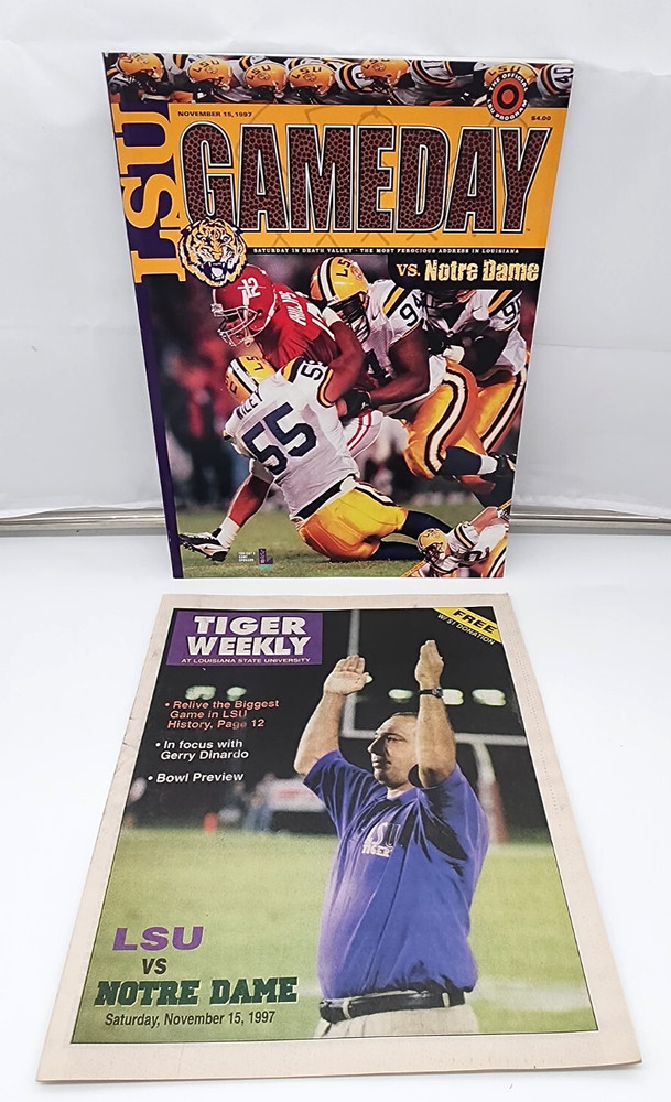 NOTRE DAME vs. LSU - FOOTBALL PROGRAM + 23 pg LSU FTB PAPER PROGRAM  1997 - MINT