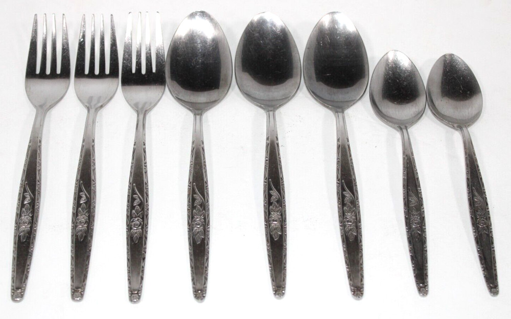 Interpur INR28 Black Rose Vintage Stainless Flatware Dinner Fork Spoon