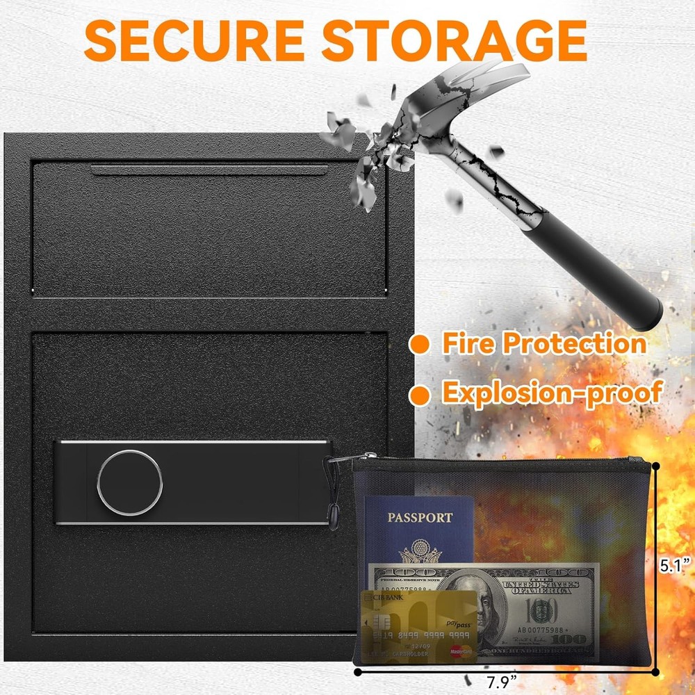 1.8 CUB Depository Drop Safe Fireproof, Front Drop Slot Lock Box
