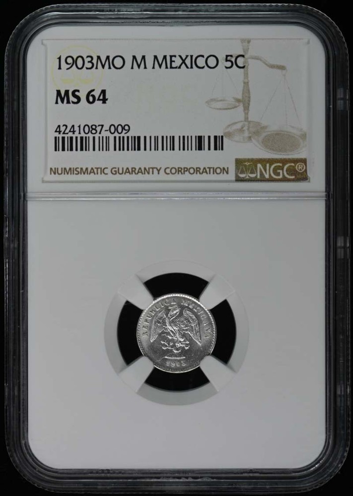 1903MO M MEXICO 5C NGC MS64