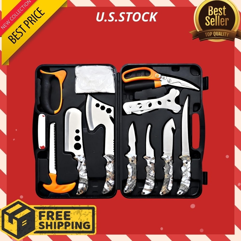 Deer Hunting Knife Set Field Dressing Kit Portable Game Butcher Processor