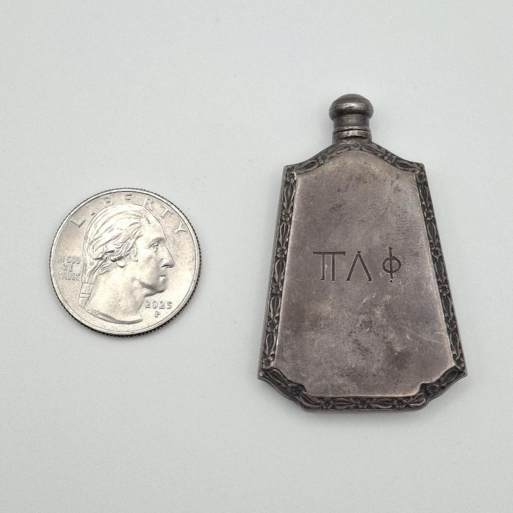 Antique 925 Sterling Silver Pi Lambda Phi PILAM Perfume Flask Vial Bottle w/ Lid