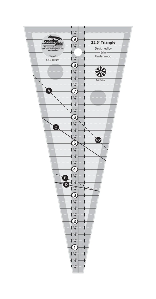 Creative Grids 22-1/2 Degree Triangle Ruler CGRT225