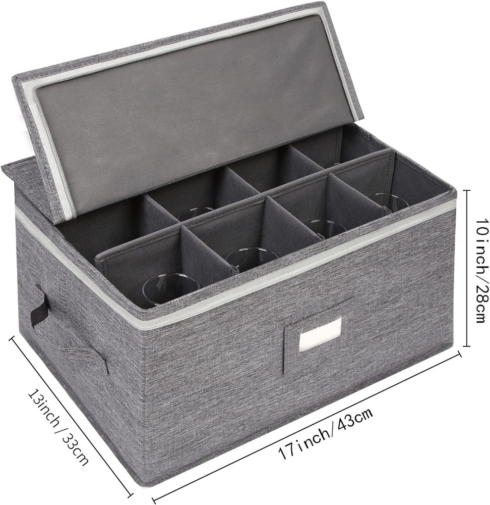 Heavy-Duty Stemware Storage Cases - Protects Glassware, Stackable - Holds 12