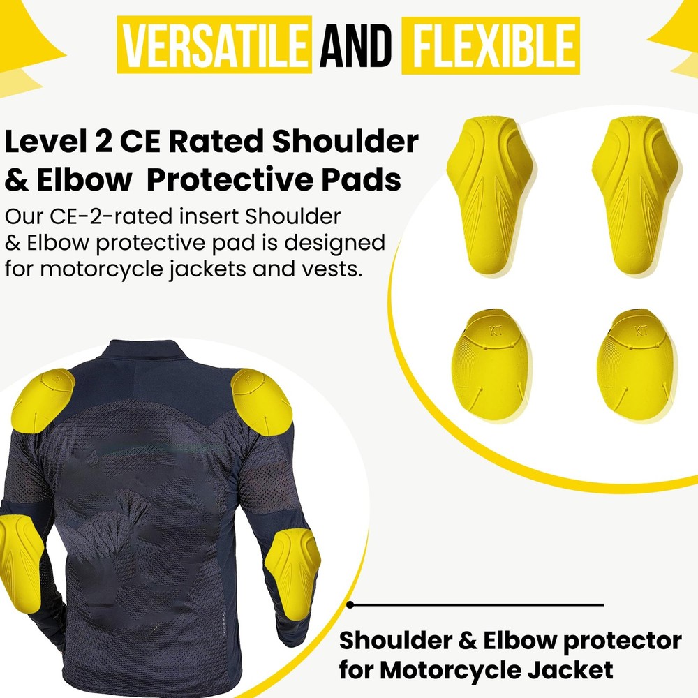 4PC CE Level 2 Elbow and Shoulder Certified Armor Pads Set, Level 2 Approved ...