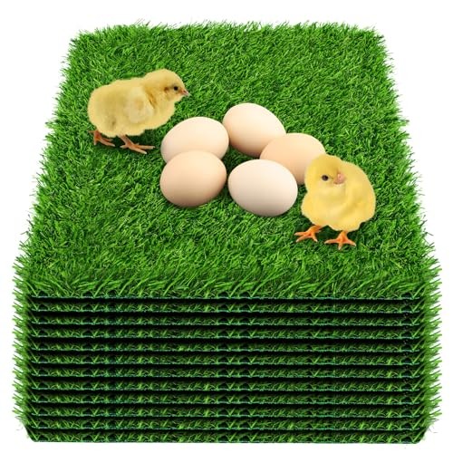 12 Pack Chicken Nesting Box Pads - Washable Artificial Grass 12pack-green
