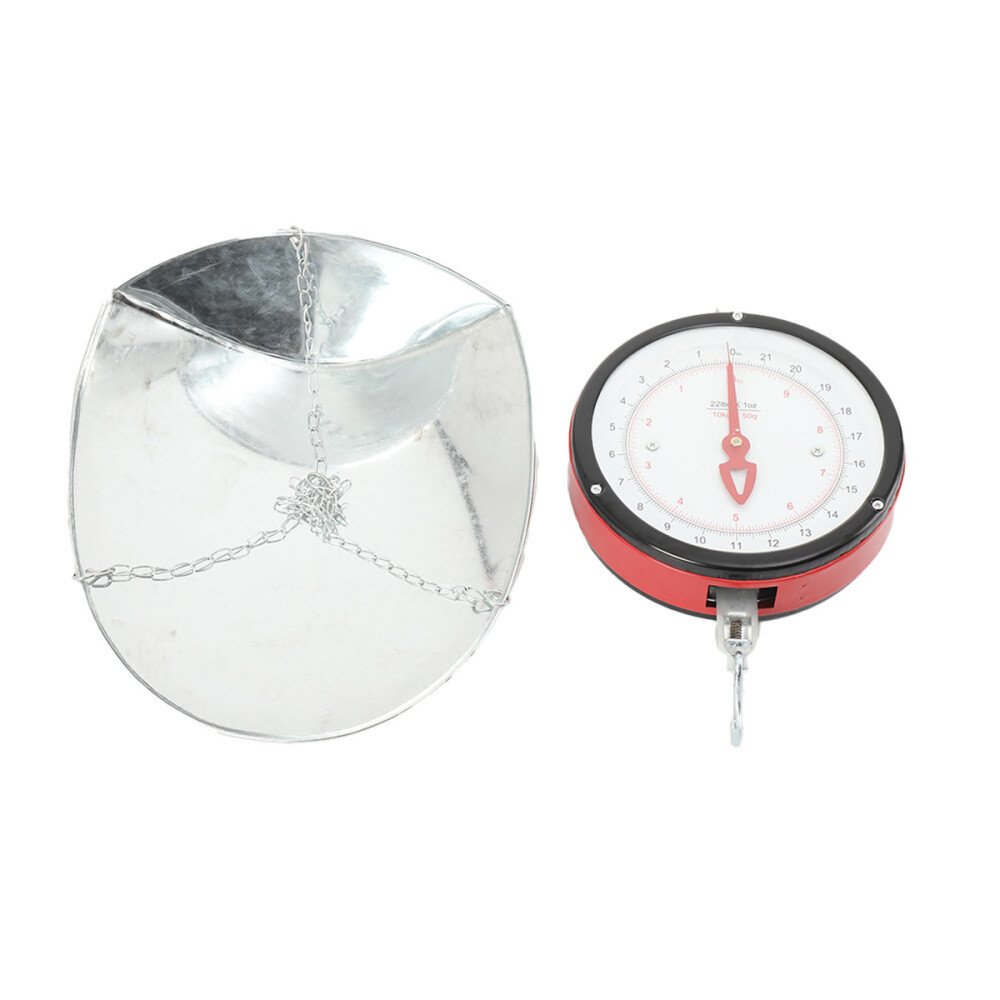 22lbs Double-sided Supermarkets Dial Hanging Scale Circular Hanging Scale