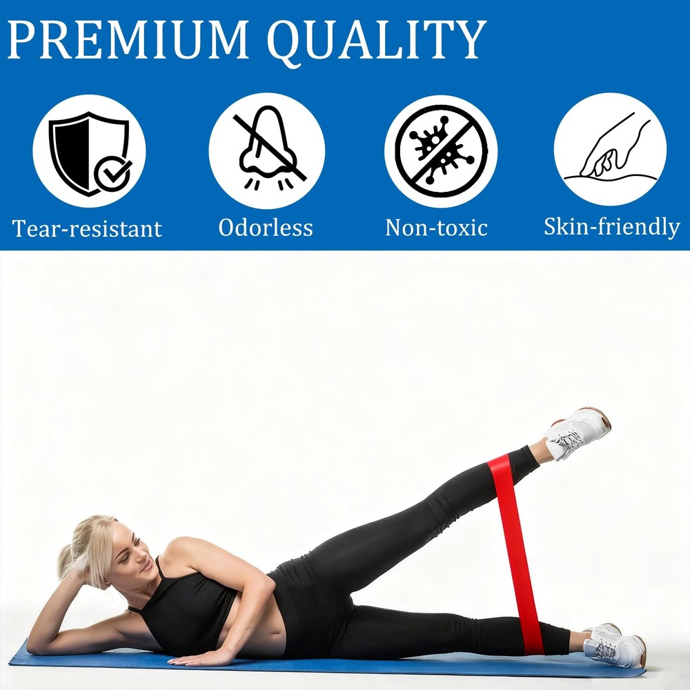 7 Pack Elastic Resistance Bands Set, Multi-Colored Workout Bands, Different L...