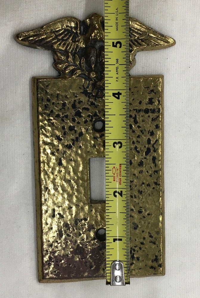 Hammered Brass Eagle Light Switch Cover Plate (C-5)