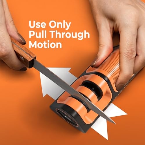 Orange Ninja Mini Knife Sharpener - Coarse & Fine Blade Sharpener, Sharpening