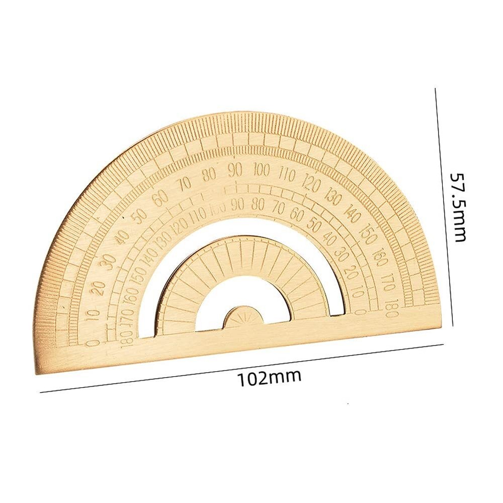 Gold Brass Semicircle Protractor Copper Ruler Drawing Angle Geometry Tool