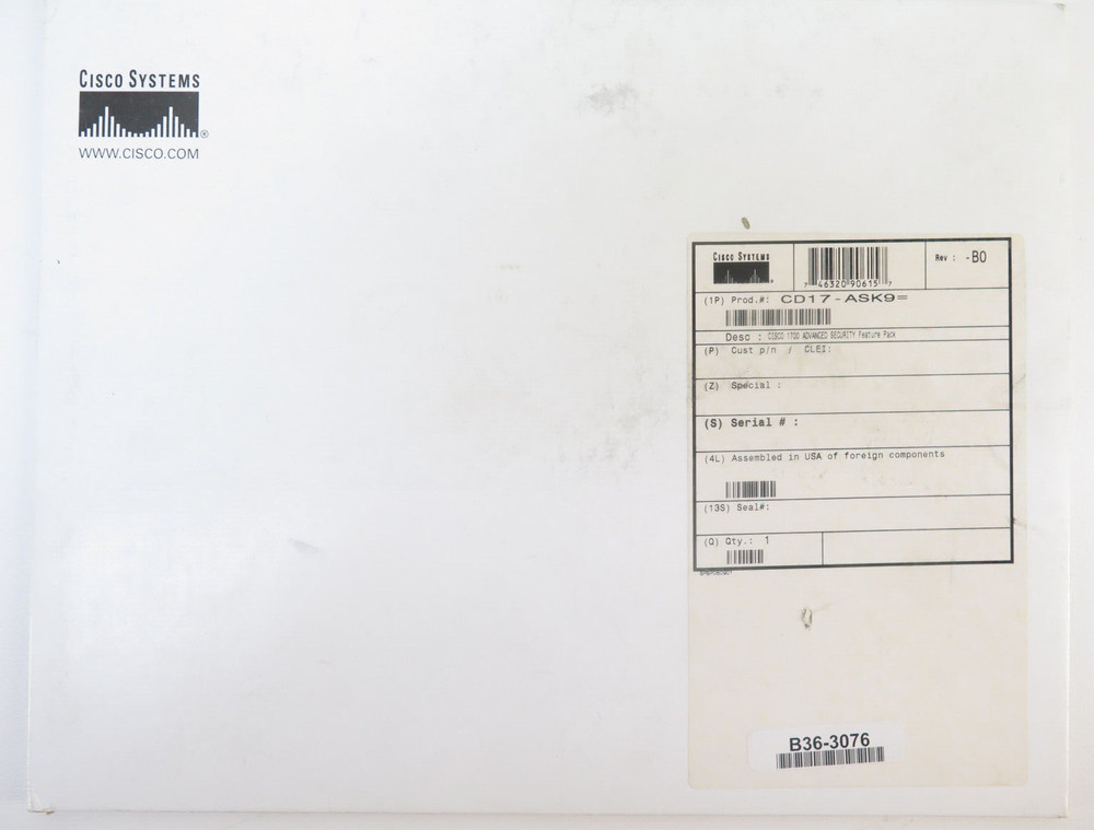 Cisco CD17-ASK9= Cisco Advanced Security Feature Pack for 1700 Series Routers