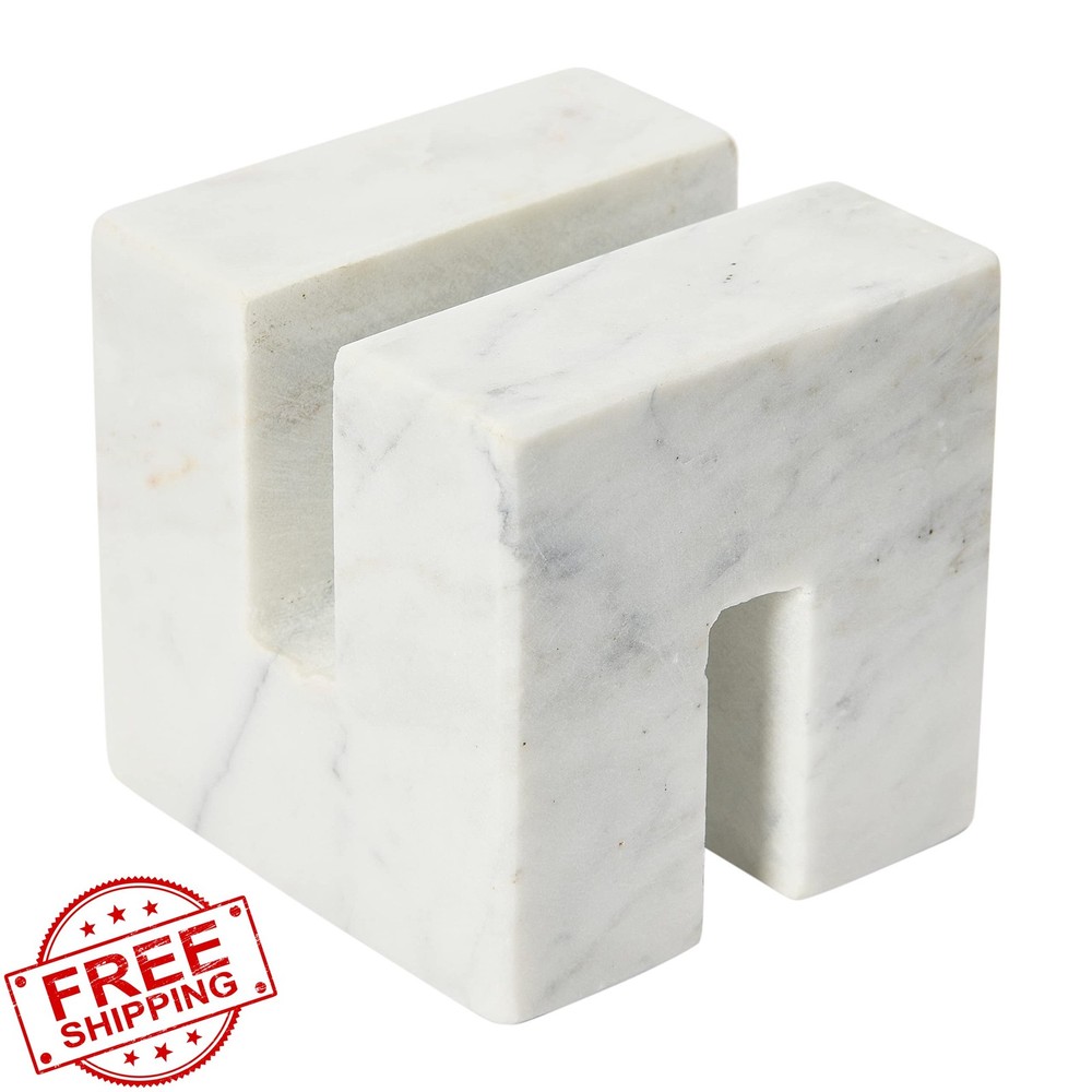 Creative Co-Op Cookbook Stand, White Marble Kitchen Display Holder