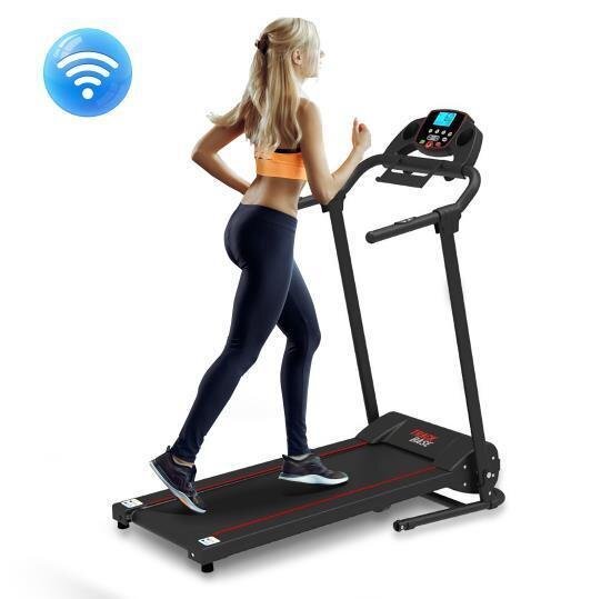 SERENE-LIFE Folding Exercise Track Base Digital Treadmill w/ Downloadable App