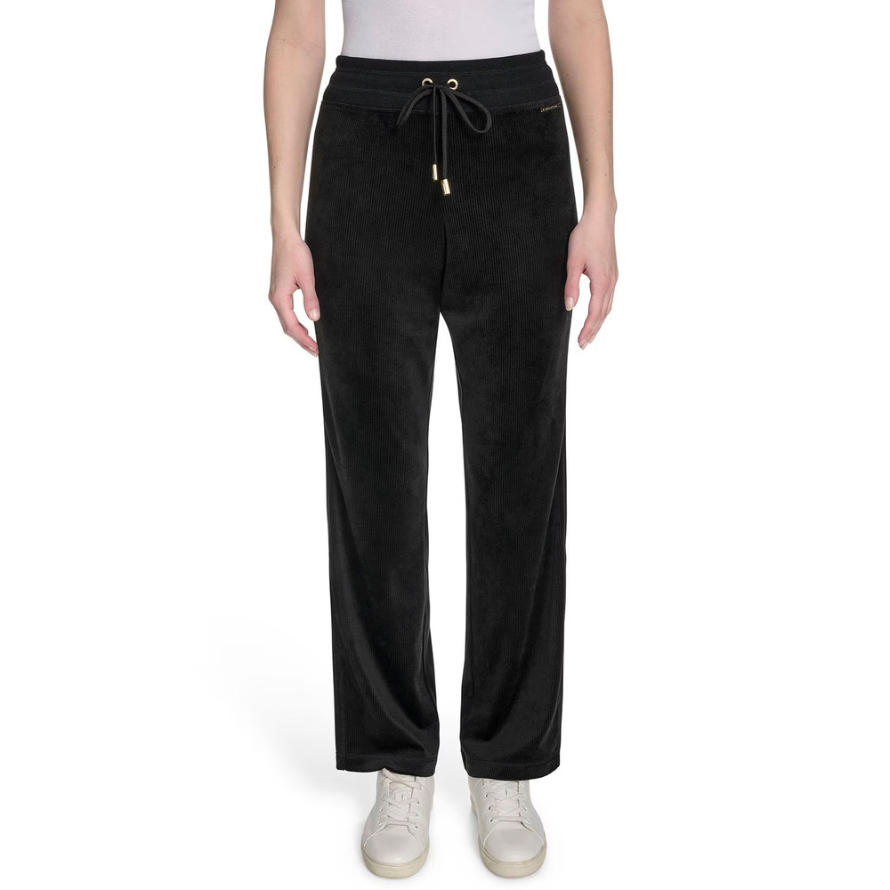 Halston Women's Velour Ribbed Pant Size L Black