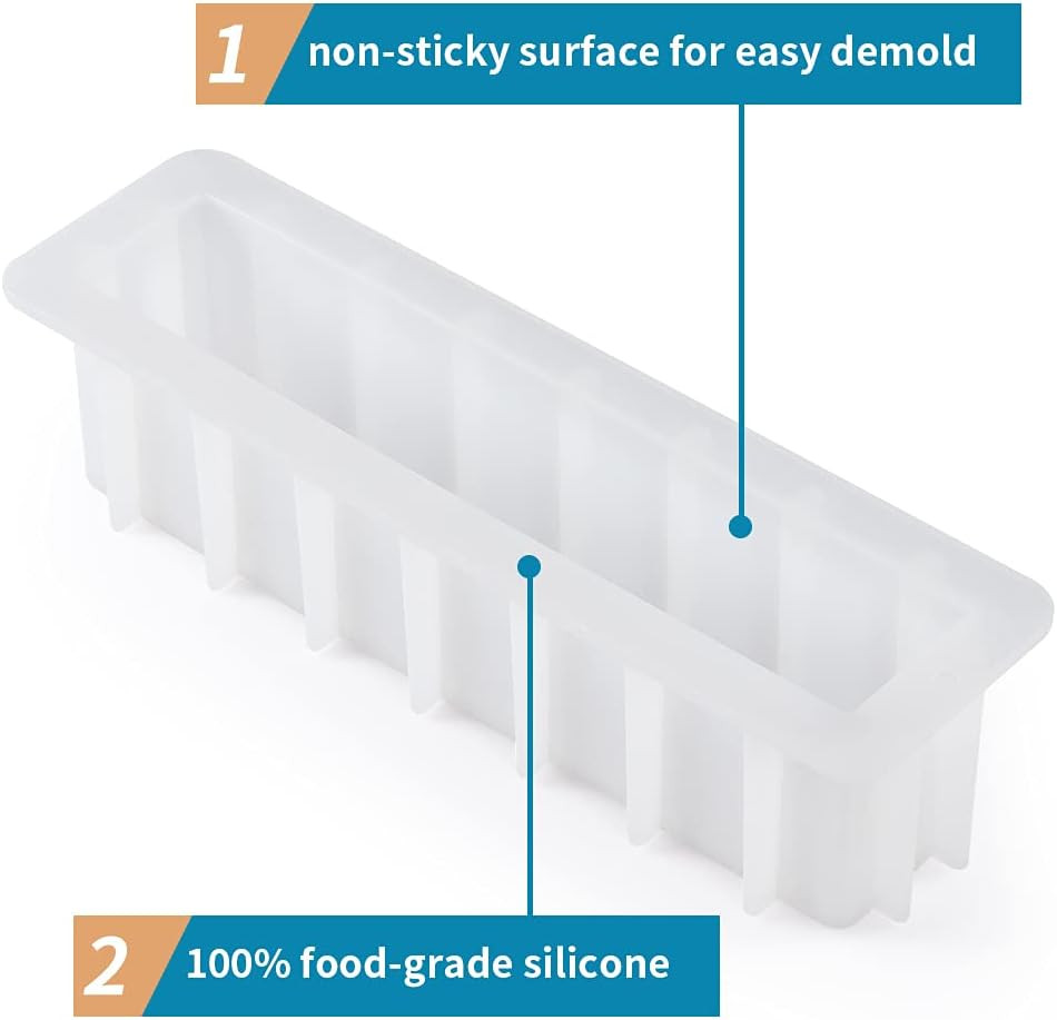 Loaf Soap Mold, 12" Large Rectangular Silicone Mold, Swirl Making Tool for DIY S