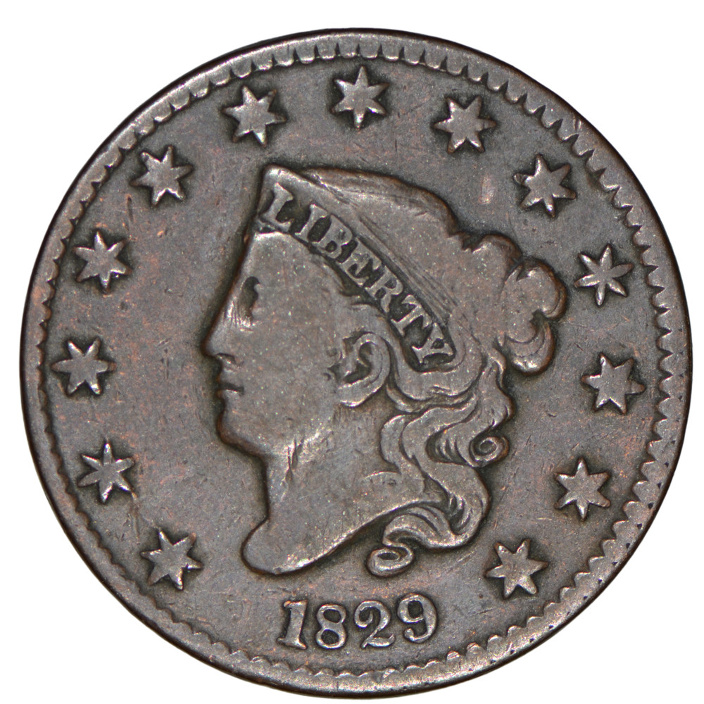 1829 Coronet Head Large Cent ~ VF