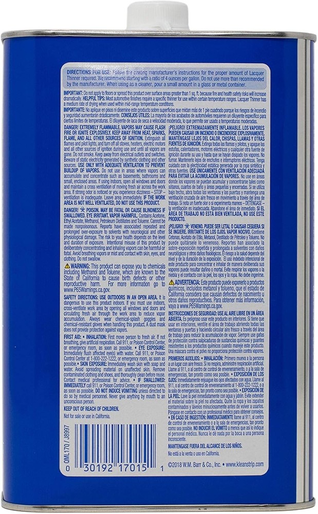 Lacquer Thinner, 1 Quart, Green (QML170)