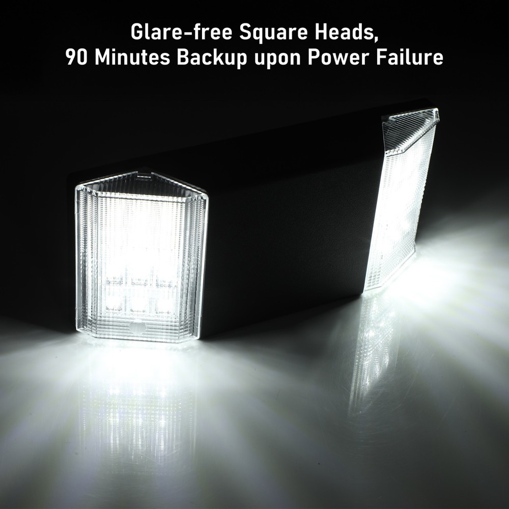 2 Pack LED Commercial Emergency Lights, Battery Backup Exit Light, Black