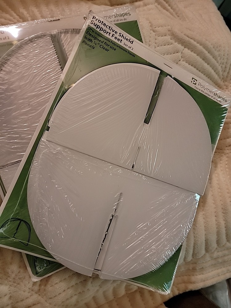 2 Sets Clear Support Feet For 1/4” Panel Protective Shield 2pk Polymer Shapes