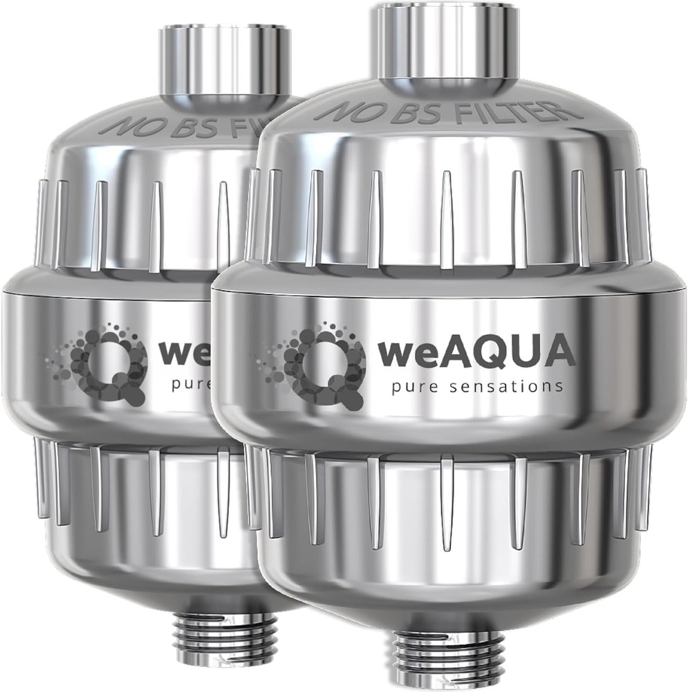 WeAQUA Heavy Duty Shower Filter Family Filter, 2 Pack - Chrome