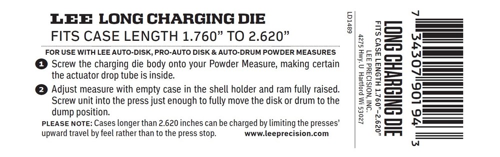 LEE 90194 Long Charging Die 90194 FAST SAME DAY SHIPPING