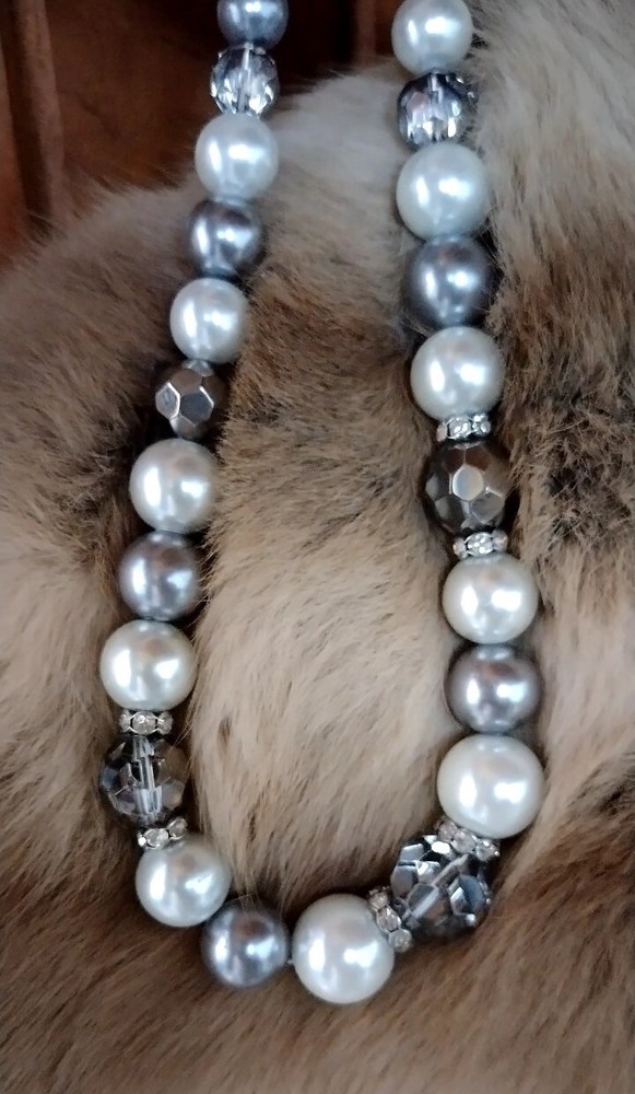 Vintage chains with beads, glass necklace