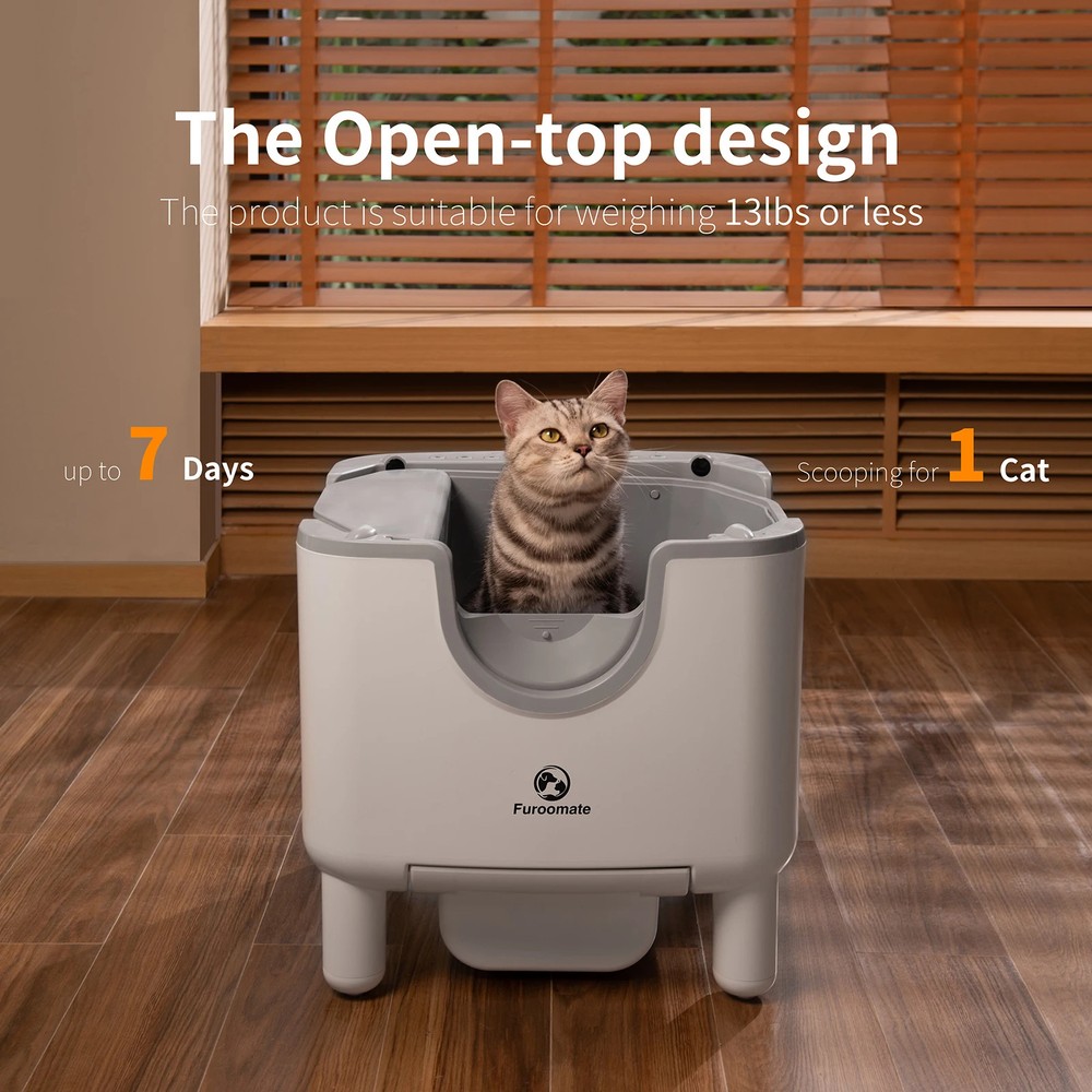 Self-Cleaning Litter Box - Open-Top Automatic Cat Litter Box with Odor Control